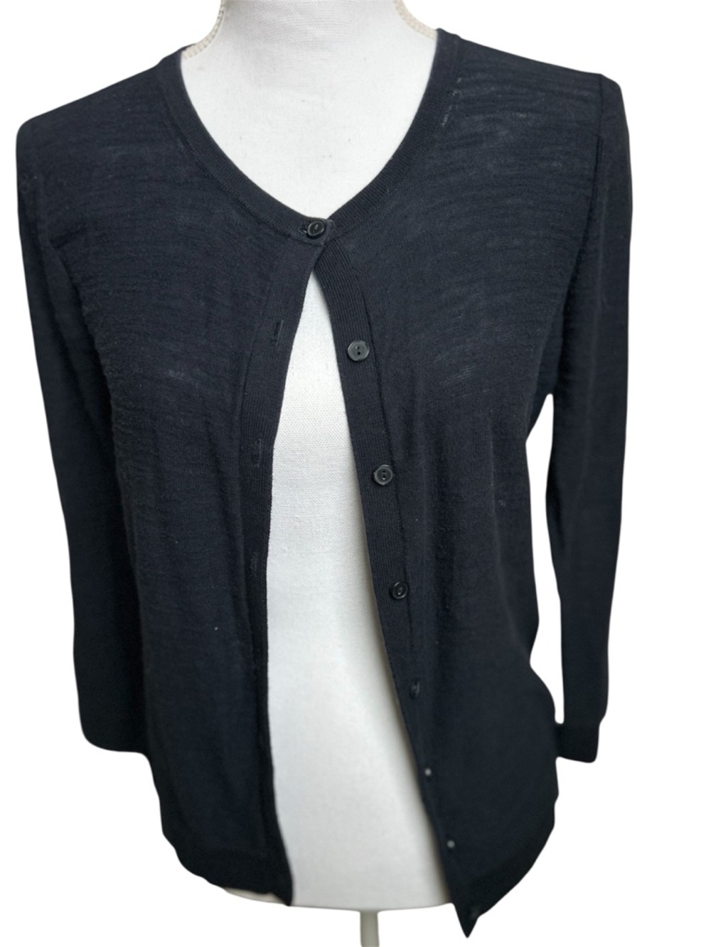 Classic Navy Blue V-Neck Women's Cardigan Sweater